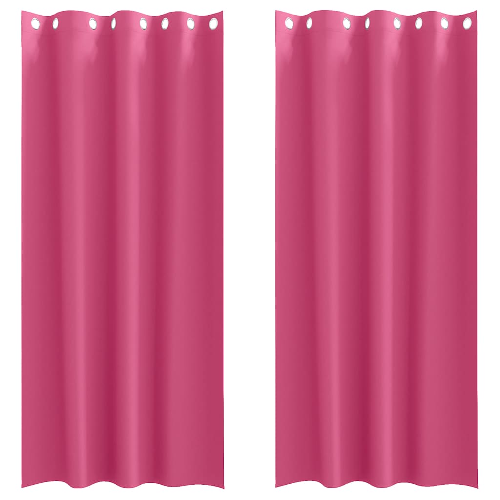 Zwart-out Gordijnen met Ringen 2 st Felroze 225 x 140 cm
