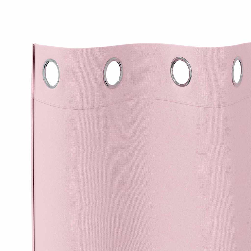 Zwart-out Gordijnen met Ringen 2 st Babyroze 225 x 140 cm