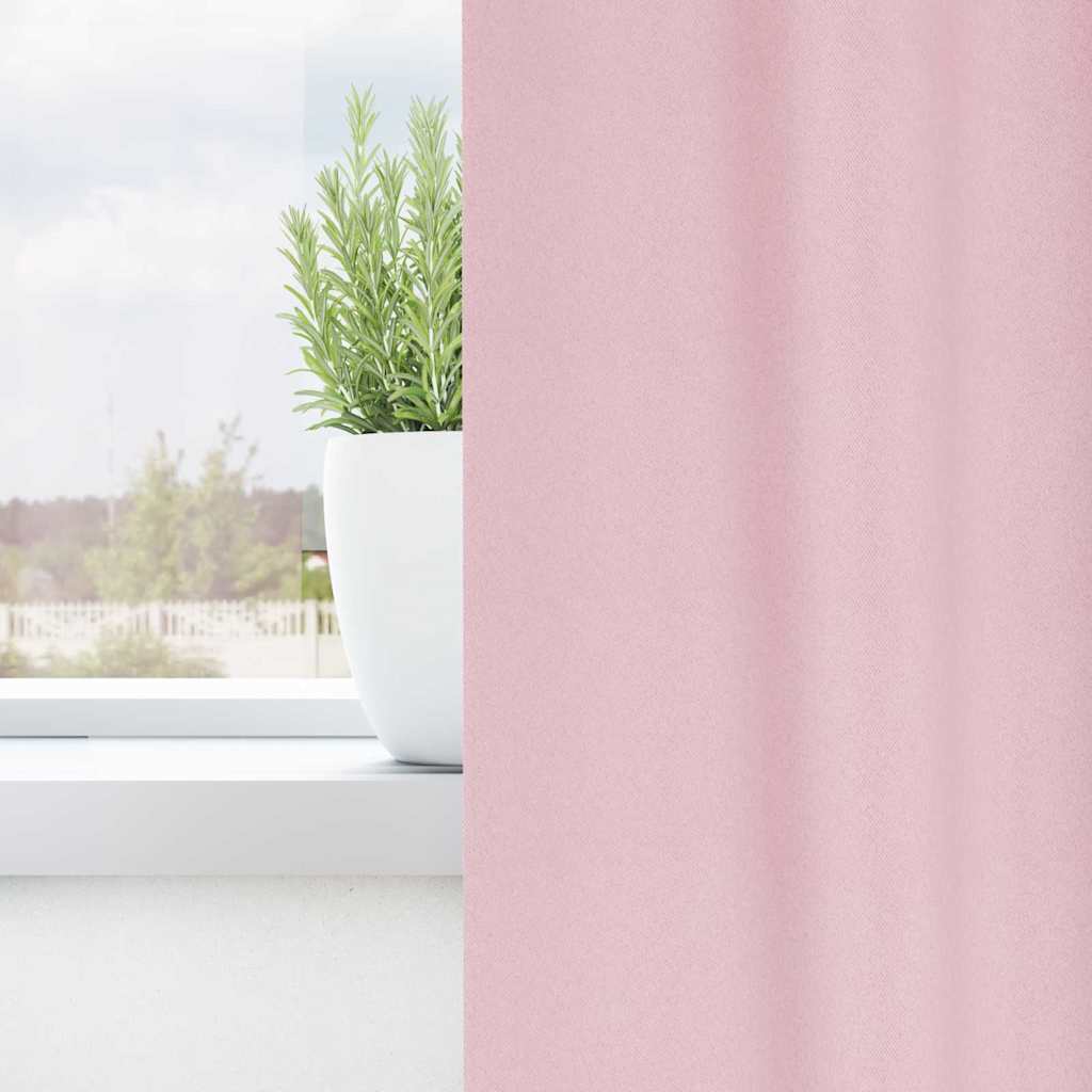 Zwart-out Gordijnen met Ringen 2 st Babyroze 225 x 140 cm