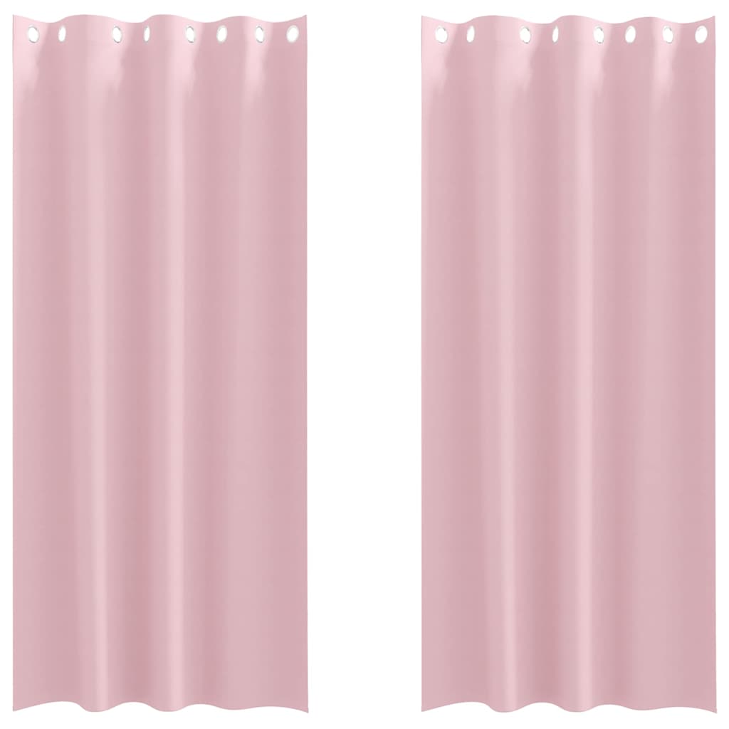 Zwart-out Gordijnen met Ringen 2 st Babyroze 225 x 140 cm