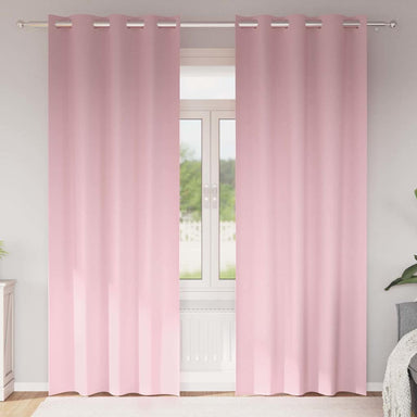 Zwart-out Gordijnen met Ringen 2 st Babyroze 245 x 140 cm