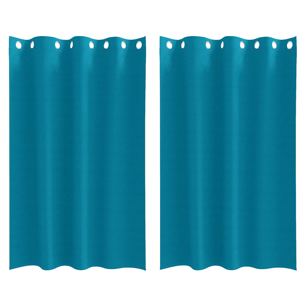 Zwart-out Gordijnen met Ringen 2 st Turquoise 175 x 140 cm