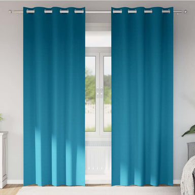 Zwart-out Gordijnen met Ringen 2 st Turquoise 260 x 140 cm