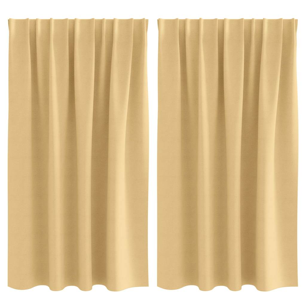 Zwart-out Gordijnen met Ringen 2 st Beige 140 x 140 cm