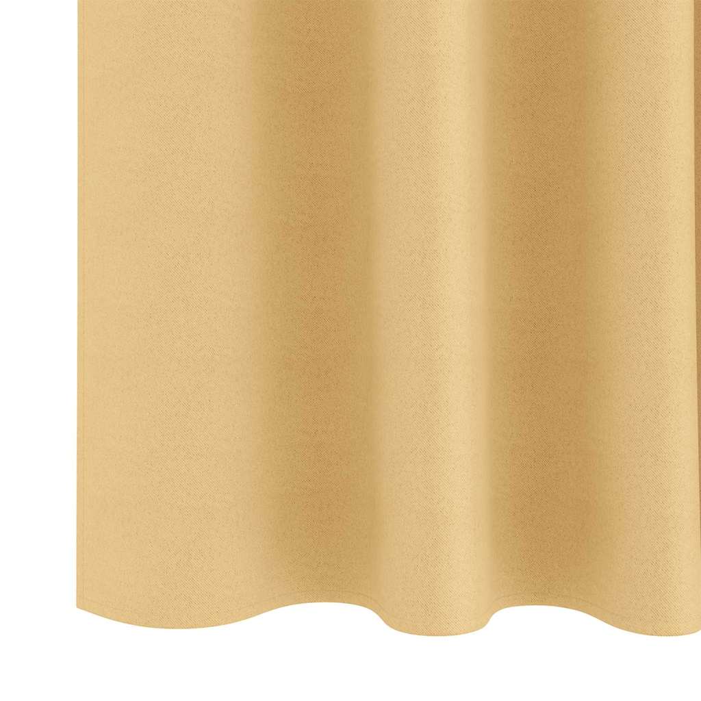 Zwart-out Gordijnen met Ringen 2 st Beige 175 x 140 cm