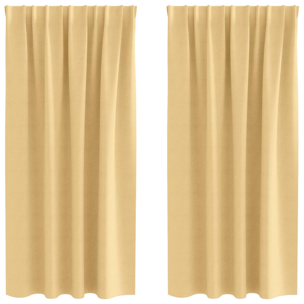 Zwart-out Gordijnen met Ringen 2 st Beige 175 x 140 cm