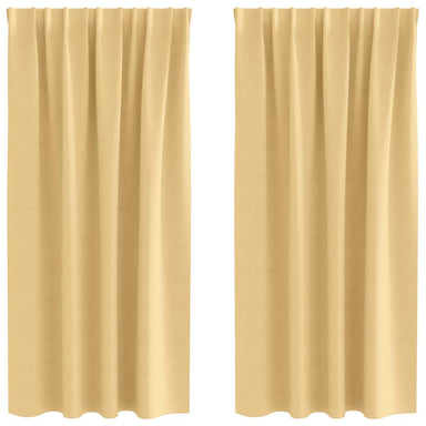 Zwart-out Gordijnen met Ringen 2 st Beige 175 x 140 cm