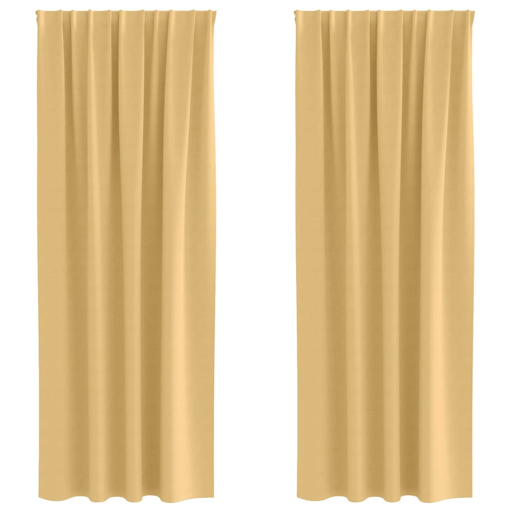 Zwart-out Gordijnen met Ringen 2 st Beige 225 x 140 cm