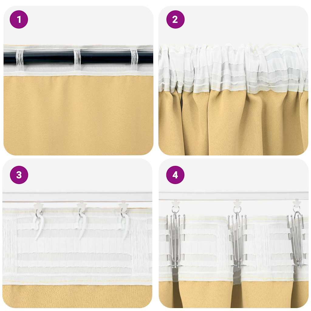 Zwart-out Gordijnen met Ringen 2 st Beige 245 x 140 cm