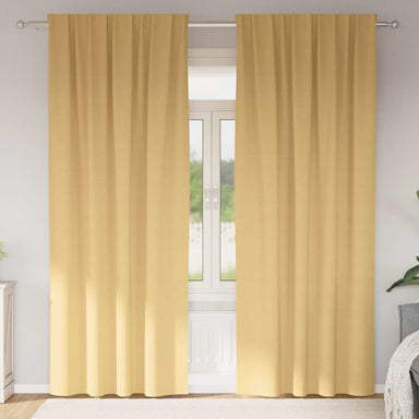 Zwart-out Gordijnen met Ringen 2 st Beige 260 x 140 cm