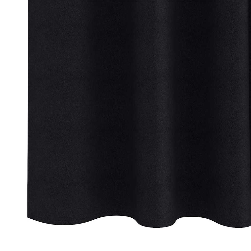 Zwart-out Gordijnen met Ringen 2 st Zwart 225 x 140 cm
