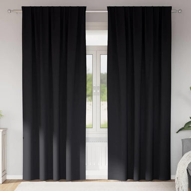 Zwart-out Gordijnen met Ringen 2 st Zwart 245 x 140 cm
