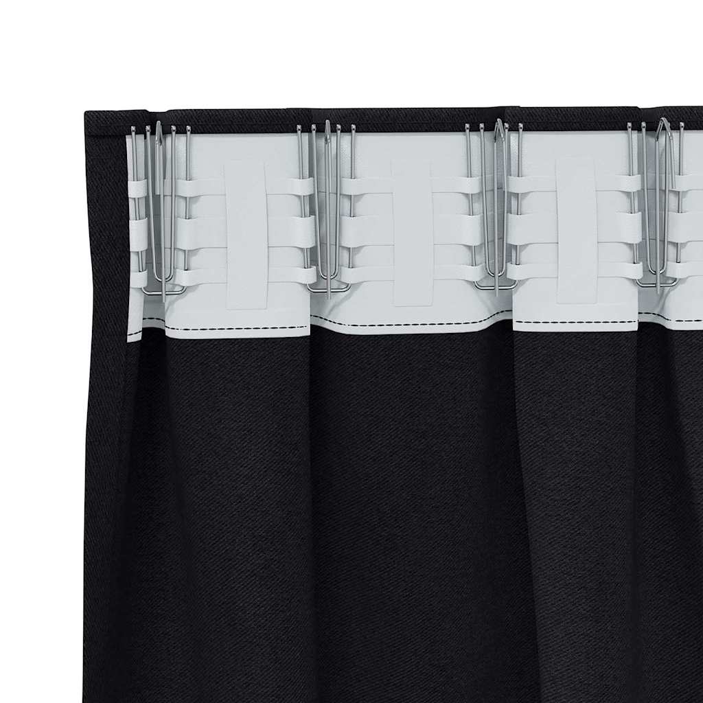 Zwart-out Gordijnen met Ringen 2 st Zwart 260 x 140 cm