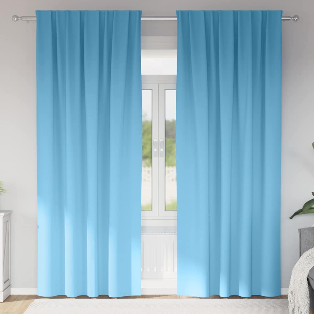 Zwart-out Gordijnen met Ringen 2 st Lichtblauw 245 x 140 cm