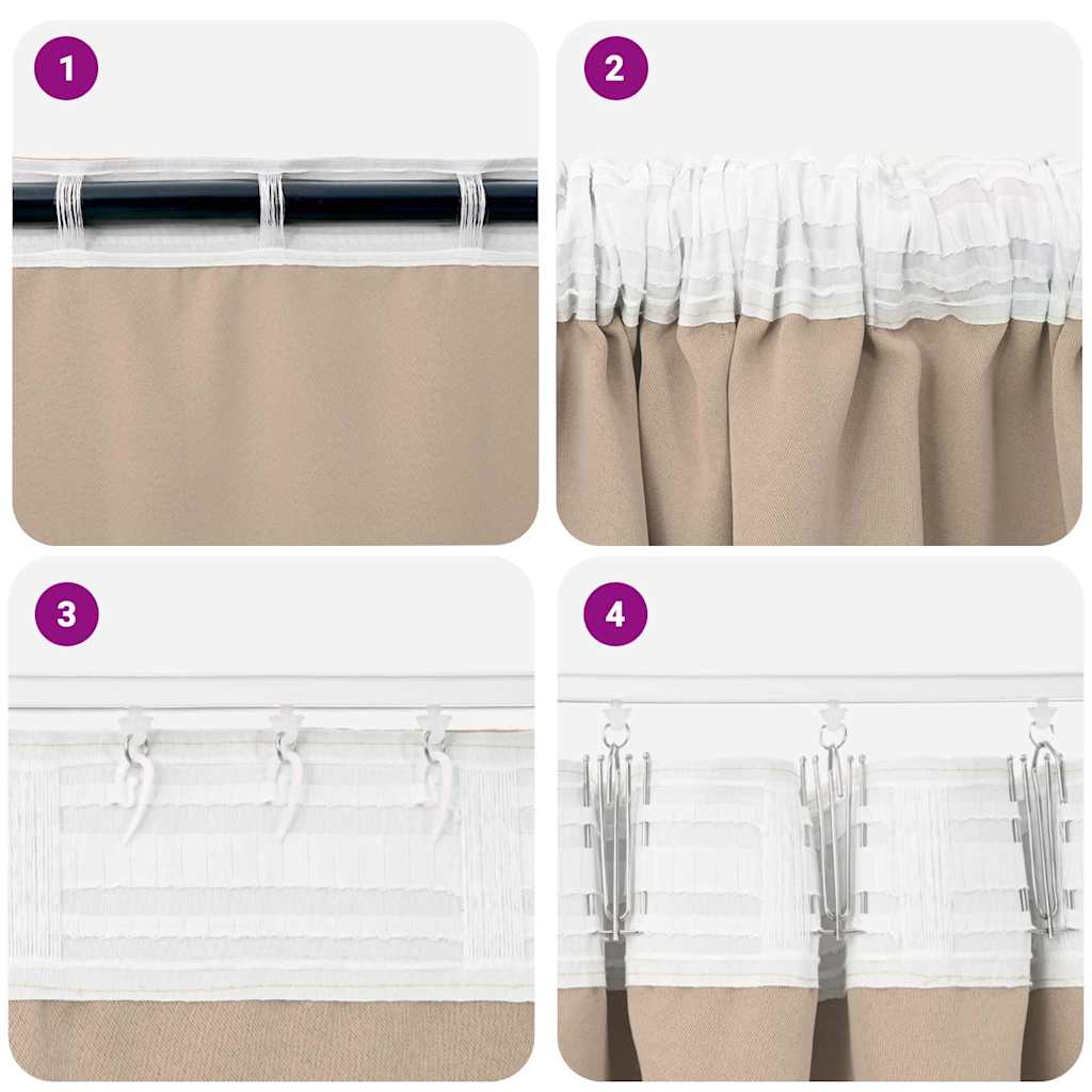 Zwart-out Gordijnen met Ringen 2 st Taupe 140 x 140 cm