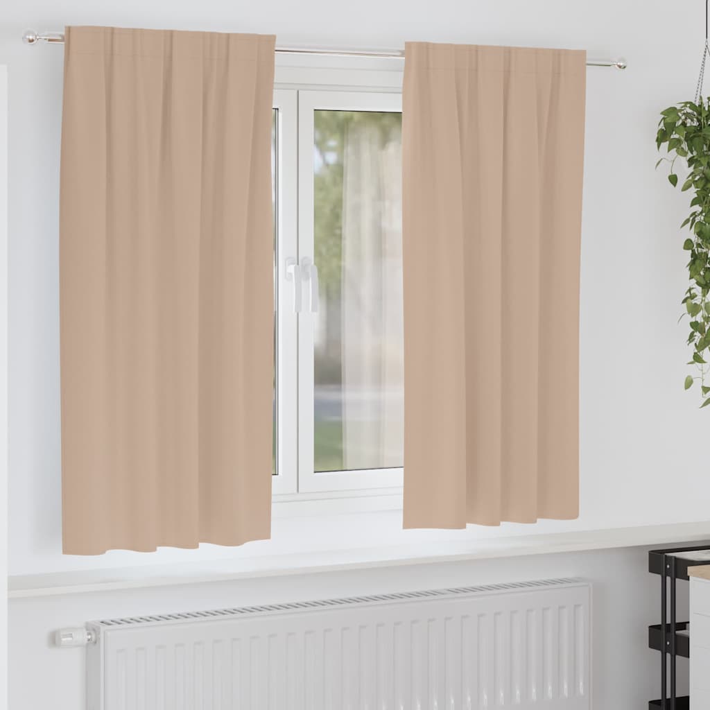 Zwart-out Gordijnen met Ringen 2 st Taupe 175 x 140 cm