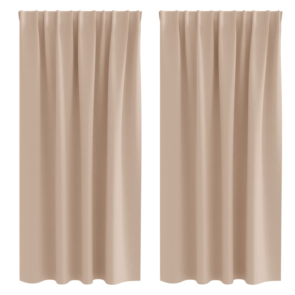 Zwart-out Gordijnen met Ringen 2 st Taupe 175 x 140 cm
