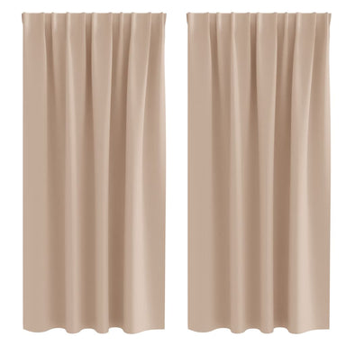 Zwart-out Gordijnen met Ringen 2 st Taupe 175 x 140 cm