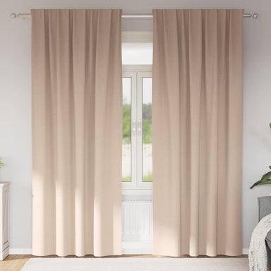 Zwart-out Gordijnen met Ringen 2 st Taupe 225 x 140 cm