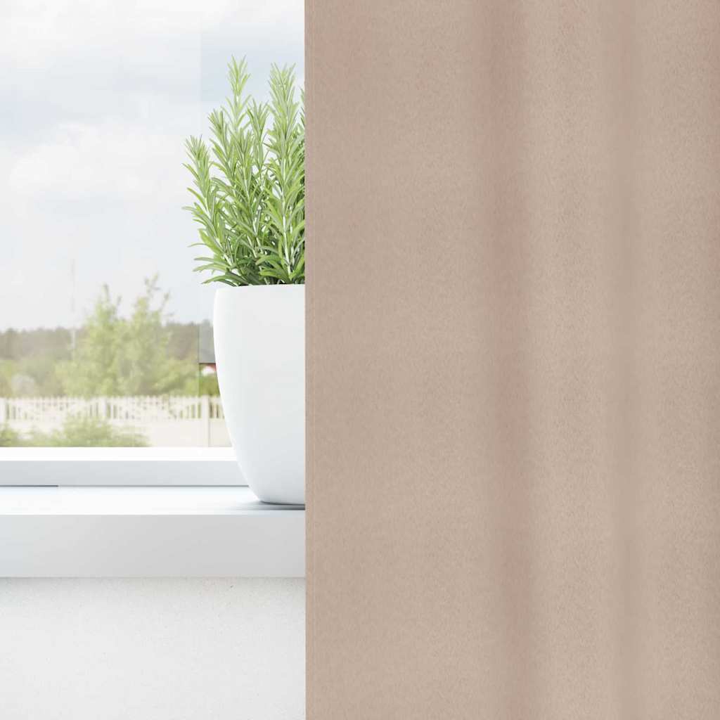 Zwart-out Gordijnen met Ringen 2 st Taupe 260 x 140 cm