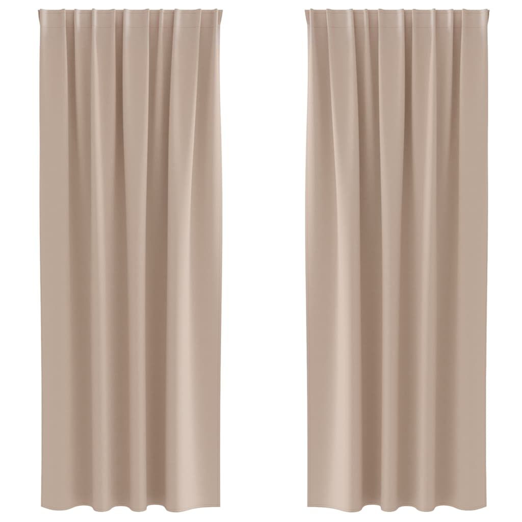 Zwart-out Gordijnen met Ringen 2 st Taupe 260 x 140 cm