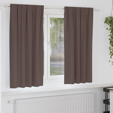 Zwart-out Gordijnen met Ringen 2 st Donkerbruin 175 x 140 cm