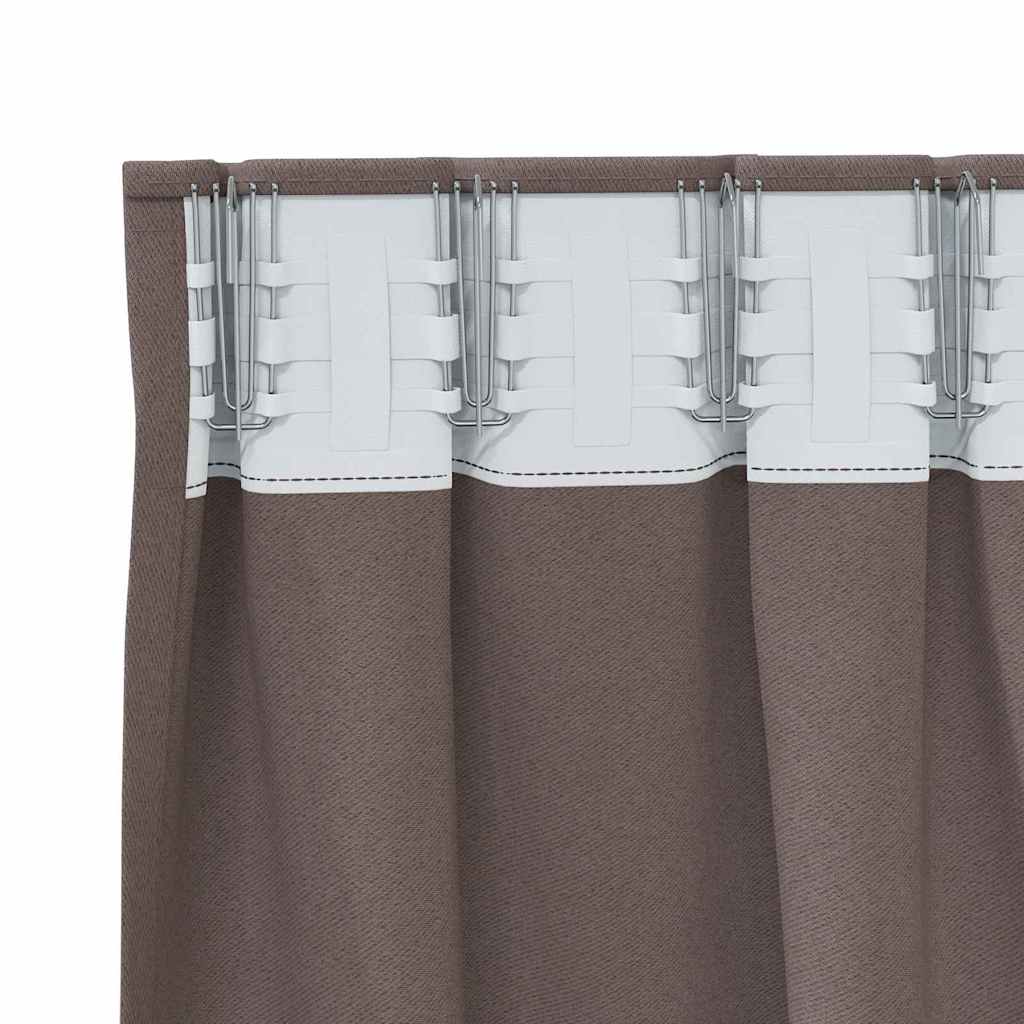 Zwart-out Gordijnen met Ringen 2 st Donkerbruin 245 x 140 cm
