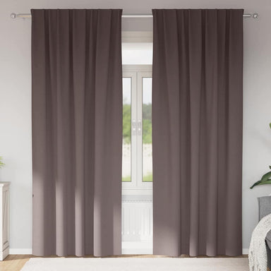 Zwart-out Gordijnen met Ringen 2 st Donkerbruin 245 x 140 cm