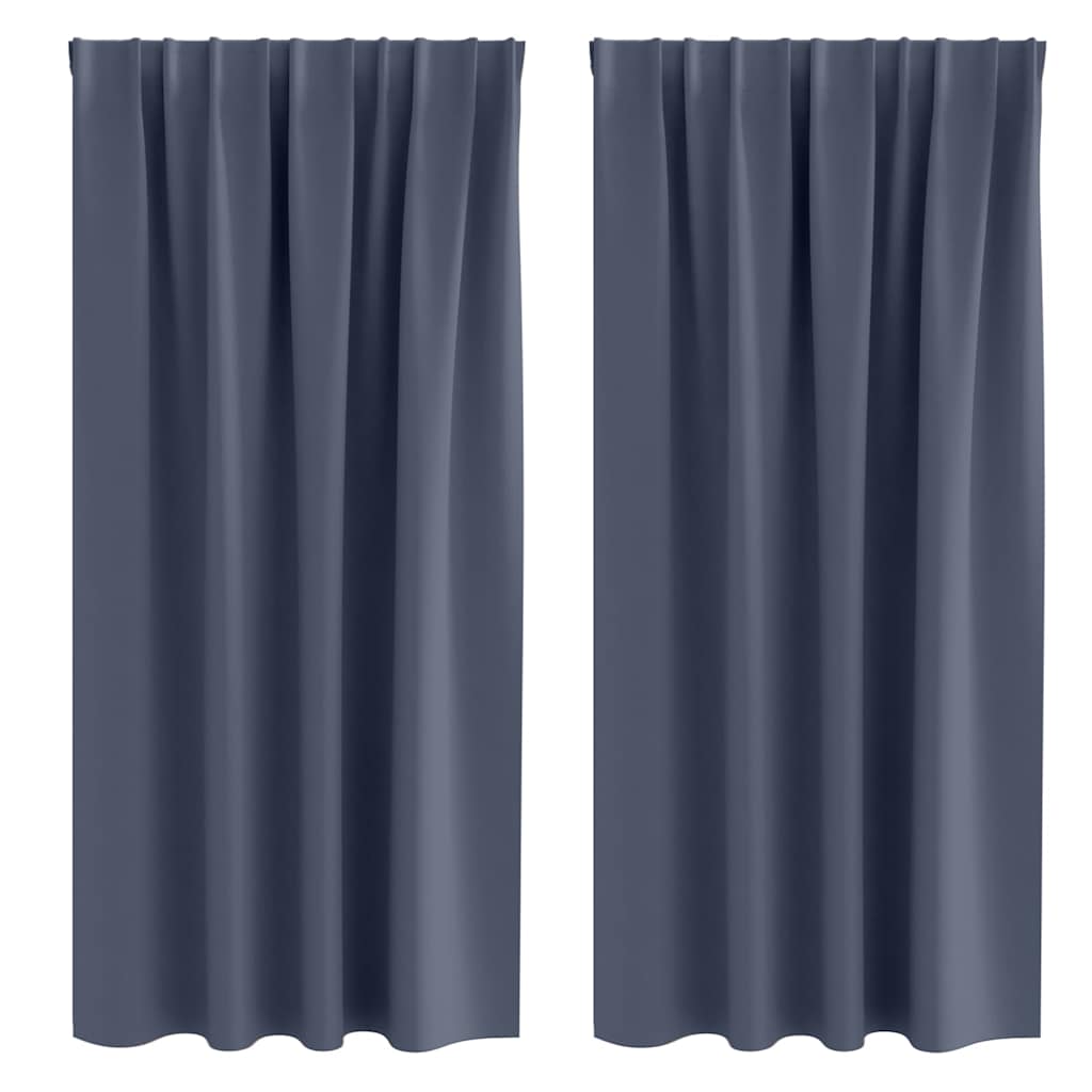 Zwart-out Gordijnen met Ringen 2 st Antraciet 175 x 140 cm