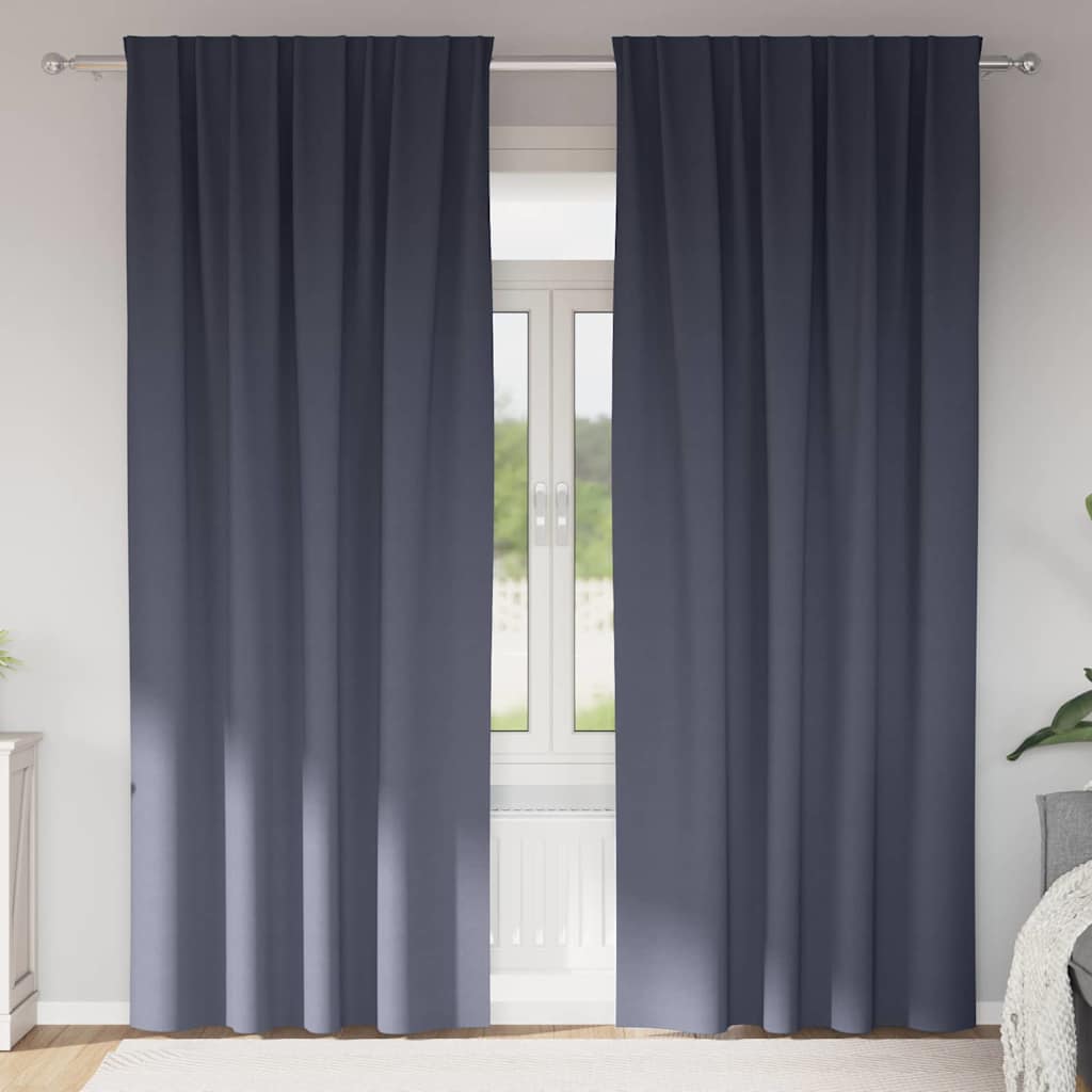 Zwart-out Gordijnen met Ringen 2 st Antraciet 225 x 140 cm