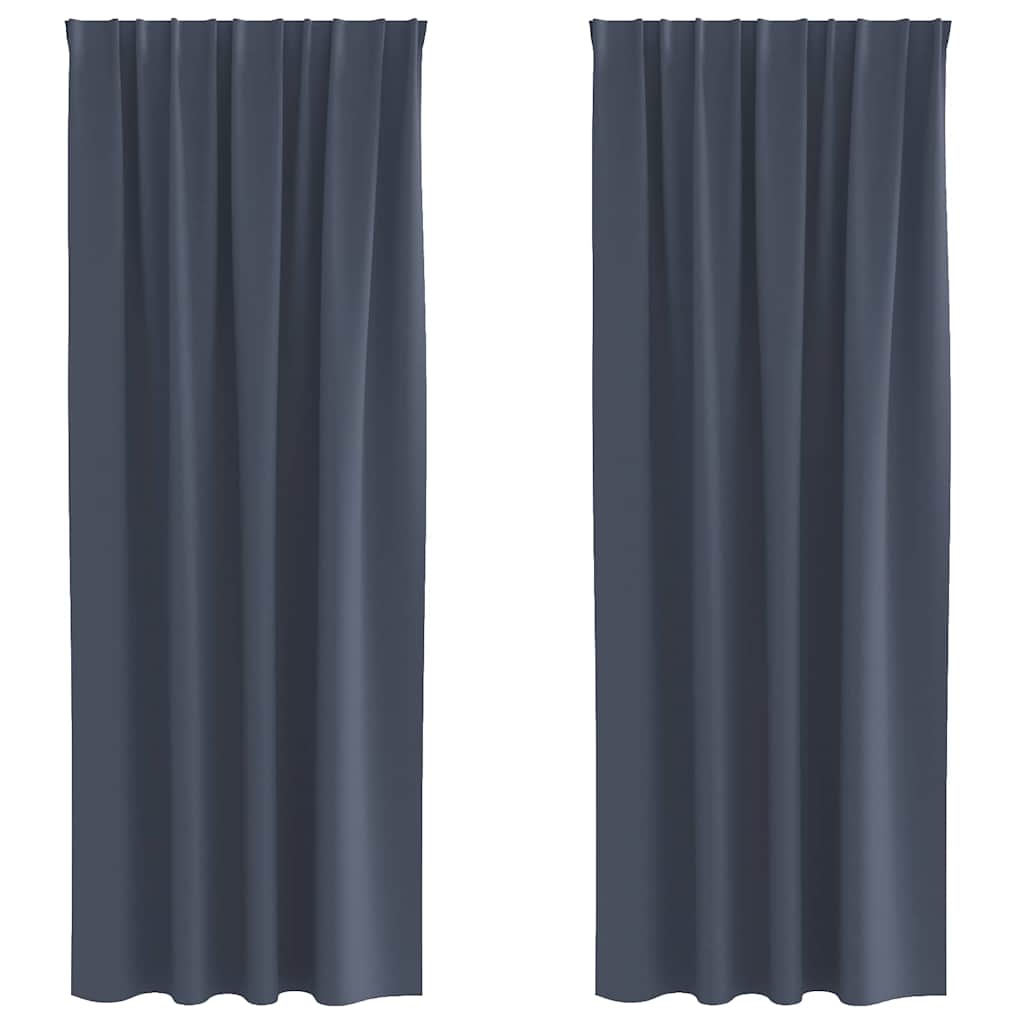 Zwart-out Gordijnen met Ringen 2 st Antraciet 245 x 140 cm