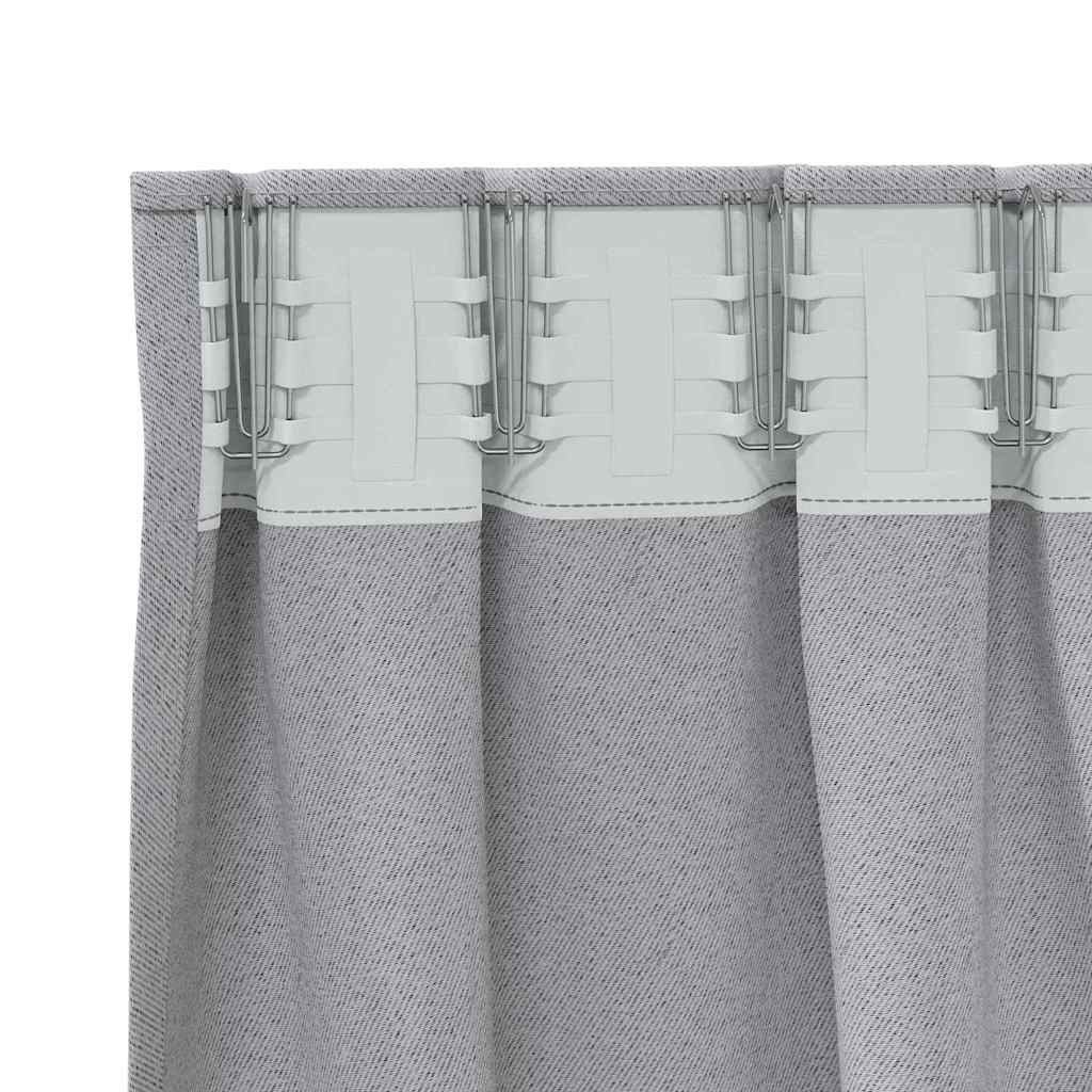 Zwart-out Gordijnen met Ringen 2 st Lichtgrijs 245 x 140 cm