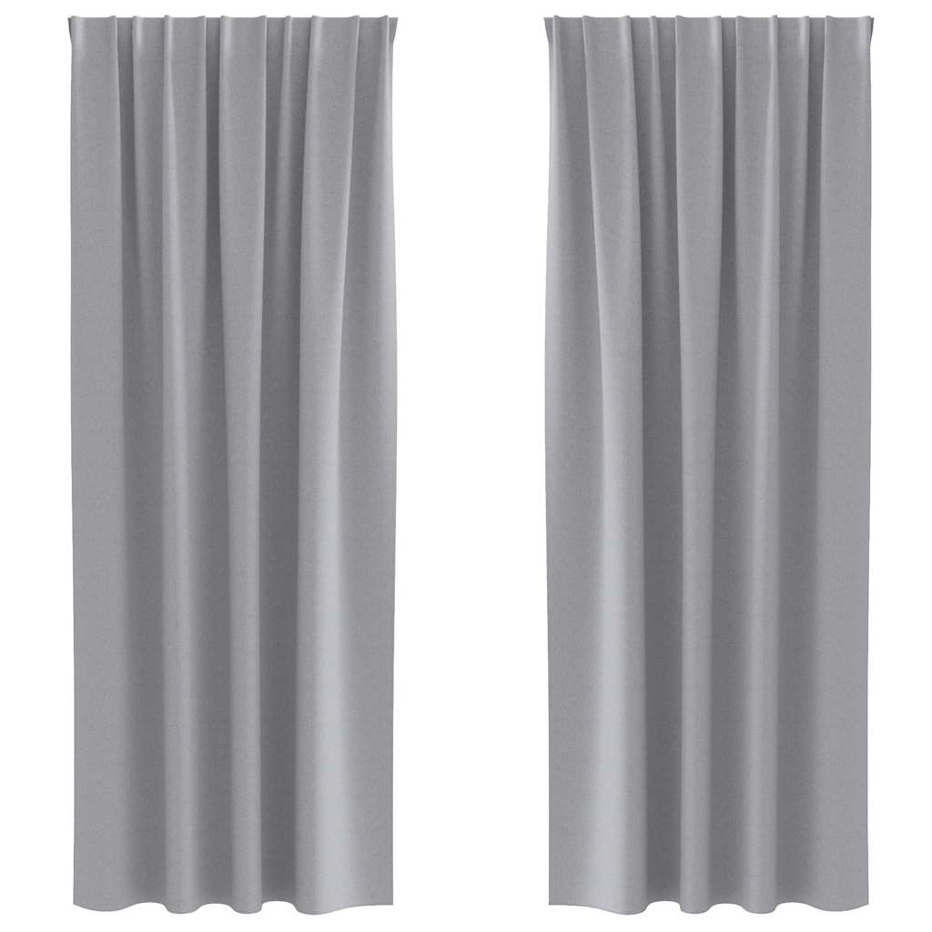 Zwart-out Gordijnen met Ringen 2 st Lichtgrijs 260 x 140 cm