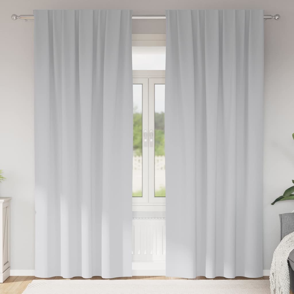 Zwart-out Gordijnen met Ringen 2 st Bleekgrijs 260 x 140 cm