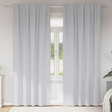 Zwart-out Gordijnen met Ringen 2 st Bleekgrijs 260 x 140 cm