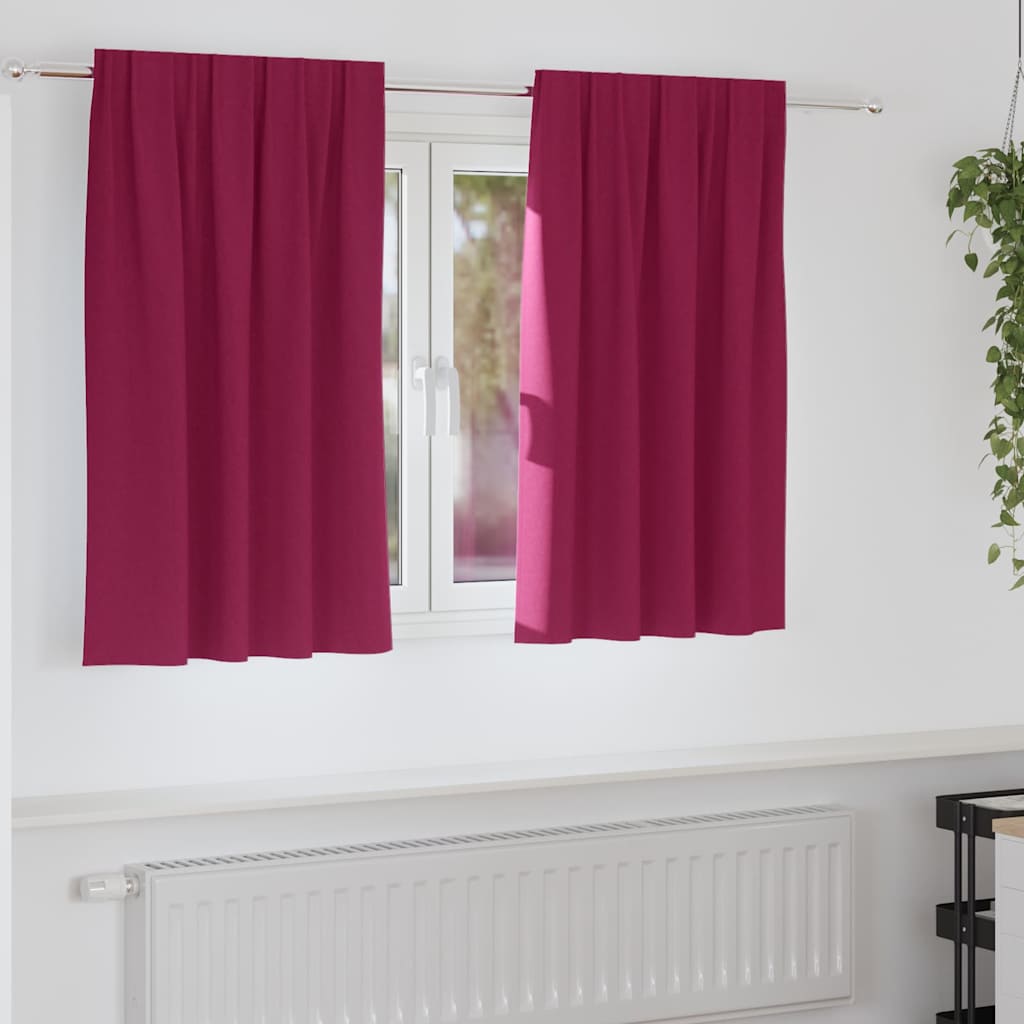 Zwart-out Gordijnen met Ringen 2 st Wijnrood 140 x 140 cm