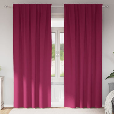 Zwart-out Gordijnen met Ringen 2 st Wijnrood 225 x 140 cm