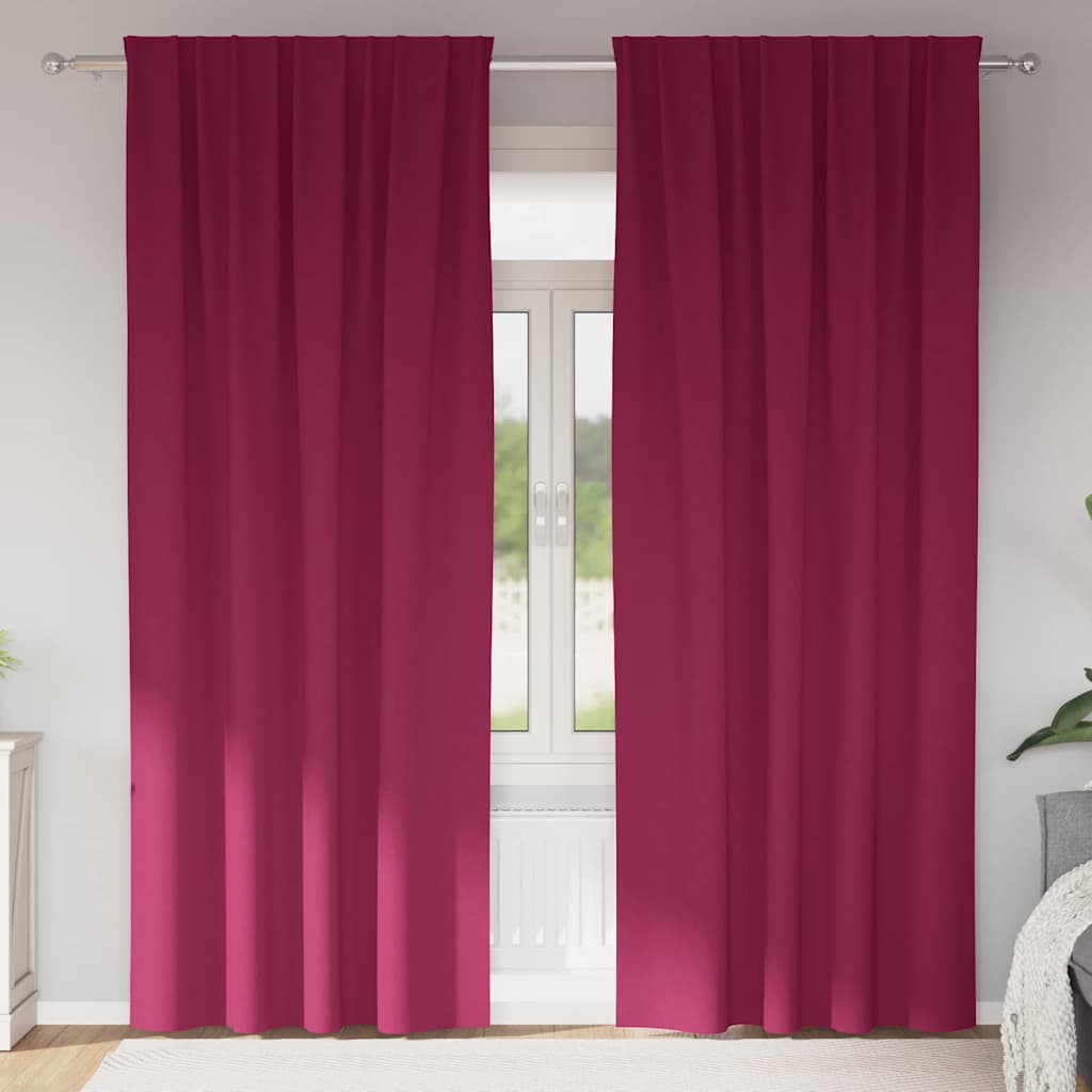 Zwart-out Gordijnen met Ringen 2 st Wijnrood 260 x 140 cm