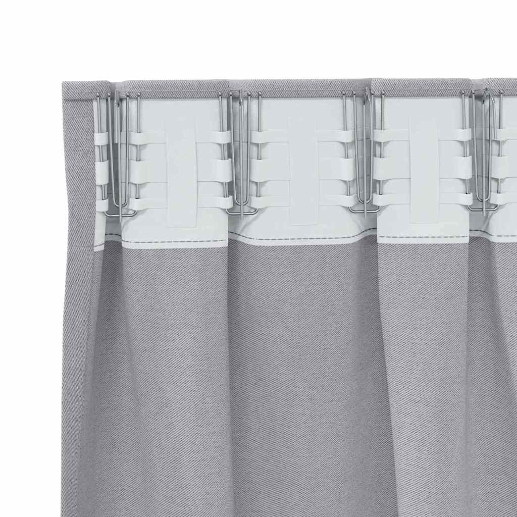 Zwart-out Gordijnen met Ringen 2 st Metaalgrijs 245 x 140 cm