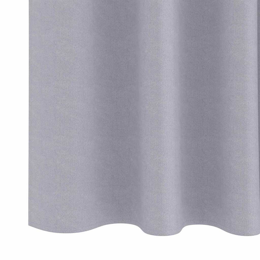 Zwart-out Gordijnen met Ringen 2 st Metaalgrijs 245 x 140 cm