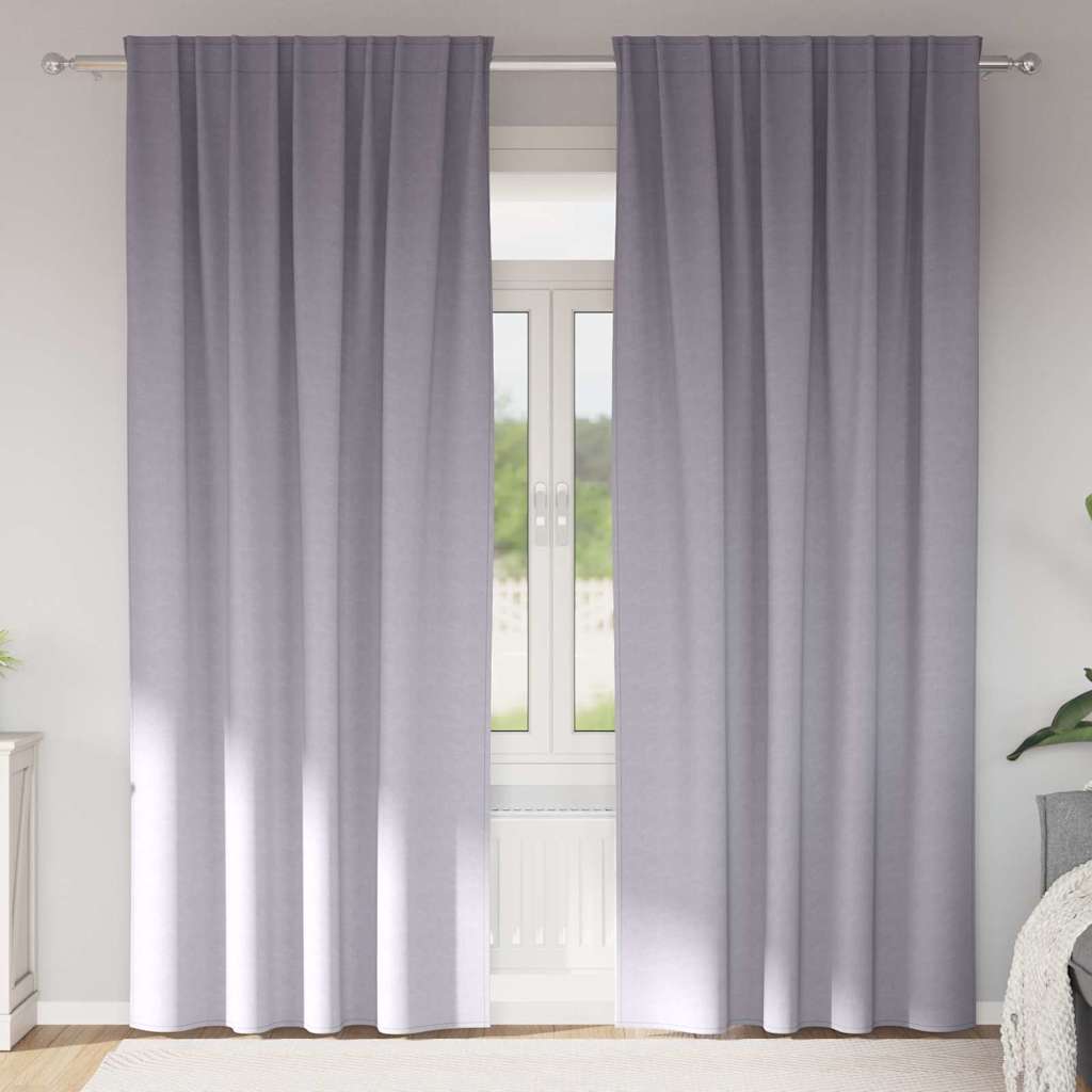 Zwart-out Gordijnen met Ringen 2 st Metaalgrijs 260 x 140 cm