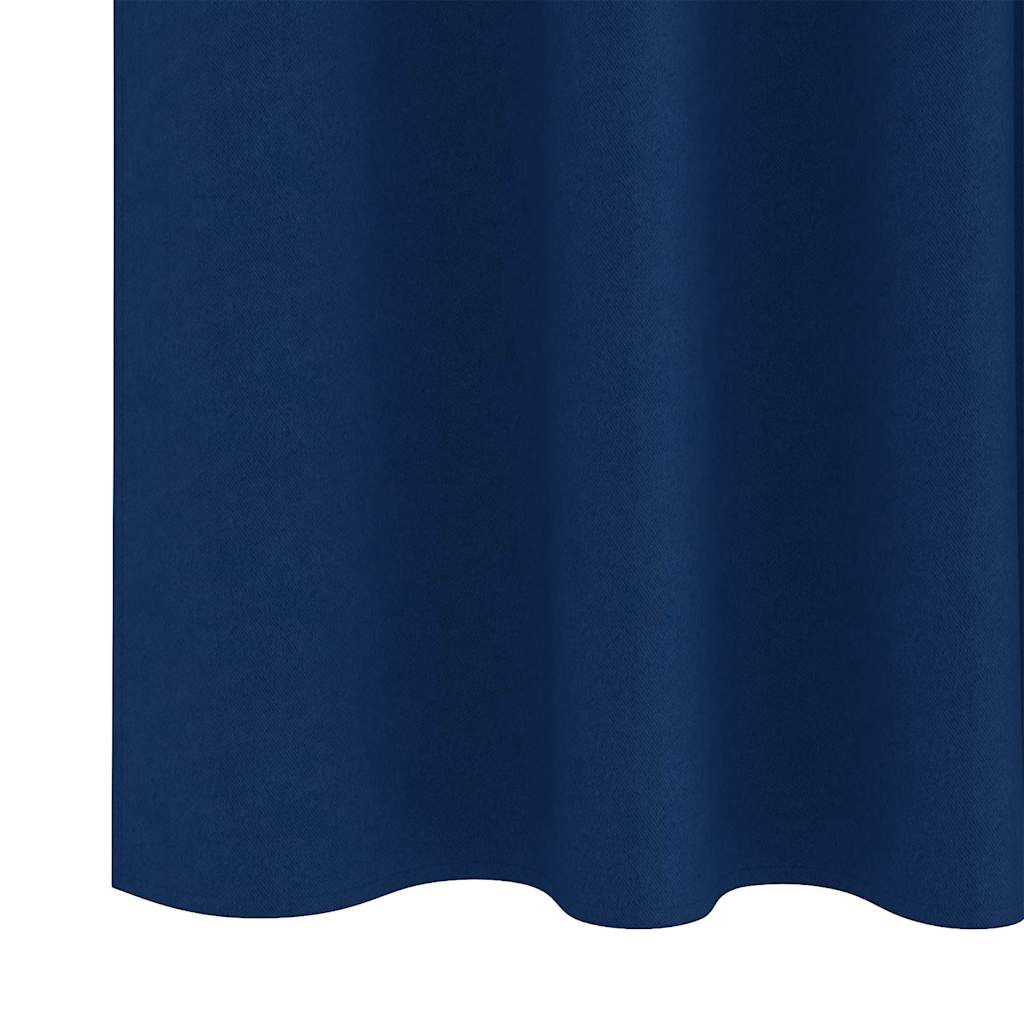 Zwart-out Gordijnen met Ringen 2 st Donkerblauw 140 x 140 cm