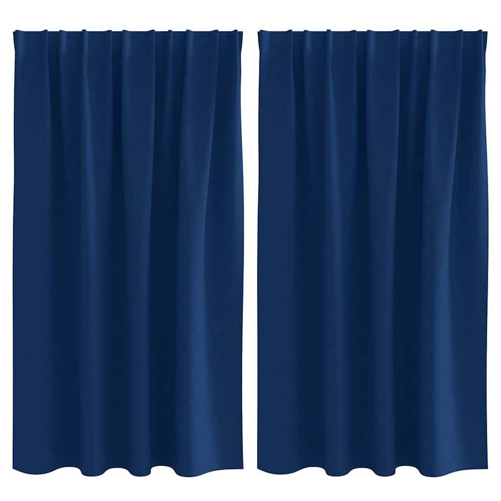 Zwart-out Gordijnen met Ringen 2 st Donkerblauw 140 x 140 cm