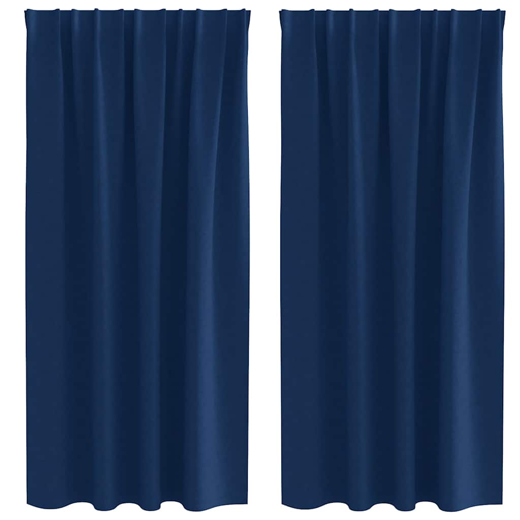 Zwart-out Gordijnen met Ringen 2 st Donkerblauw 175 x 140 cm