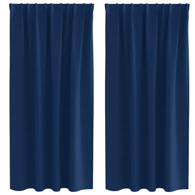Zwart-out Gordijnen met Ringen 2 st Donkerblauw 175 x 140 cm