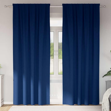 Zwart-out Gordijnen met Ringen 2 st Donkerblauw 225 x 140 cm
