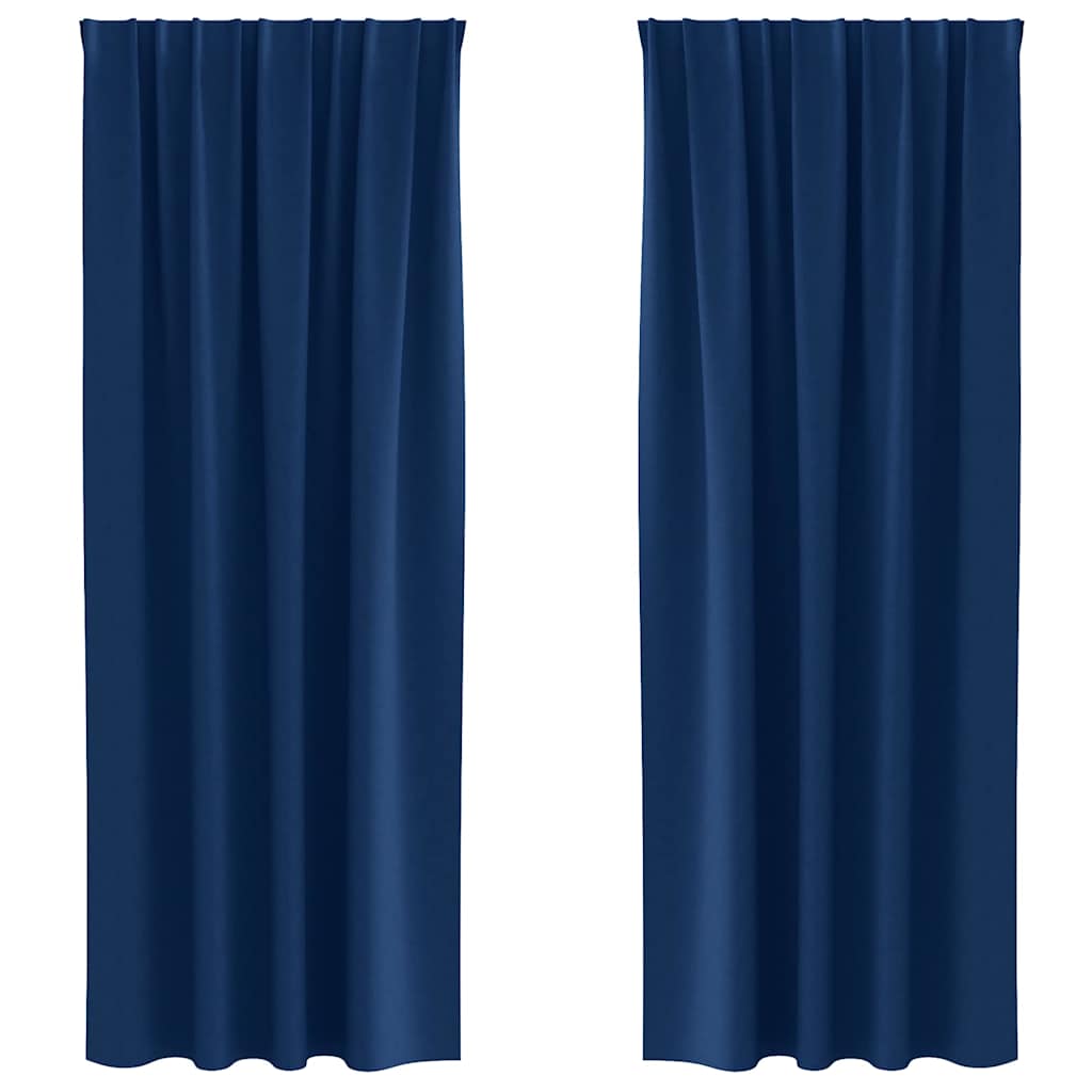 Zwart-out Gordijnen met Ringen 2 st Donkerblauw 225 x 140 cm