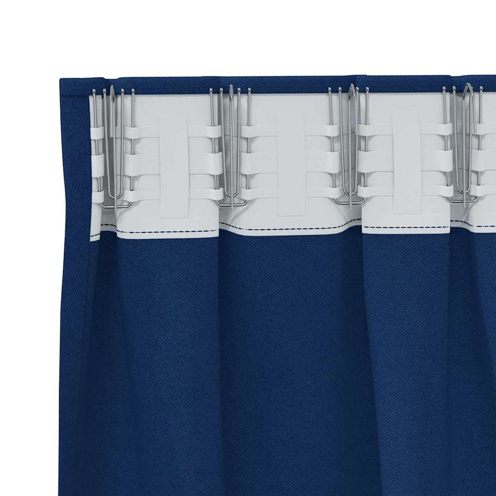 Zwart-out Gordijnen met Ringen 2 st Donkerblauw 245 x 140 cm