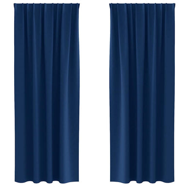 Zwart-out Gordijnen met Ringen 2 st Donkerblauw 260 x 140 cm