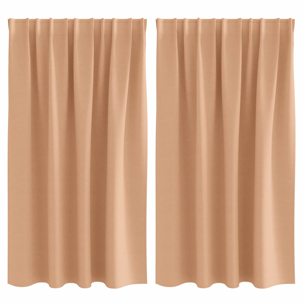 Zwart-out Gordijnen met Ringen 2 st Licht Bruin 140 x 140 cm